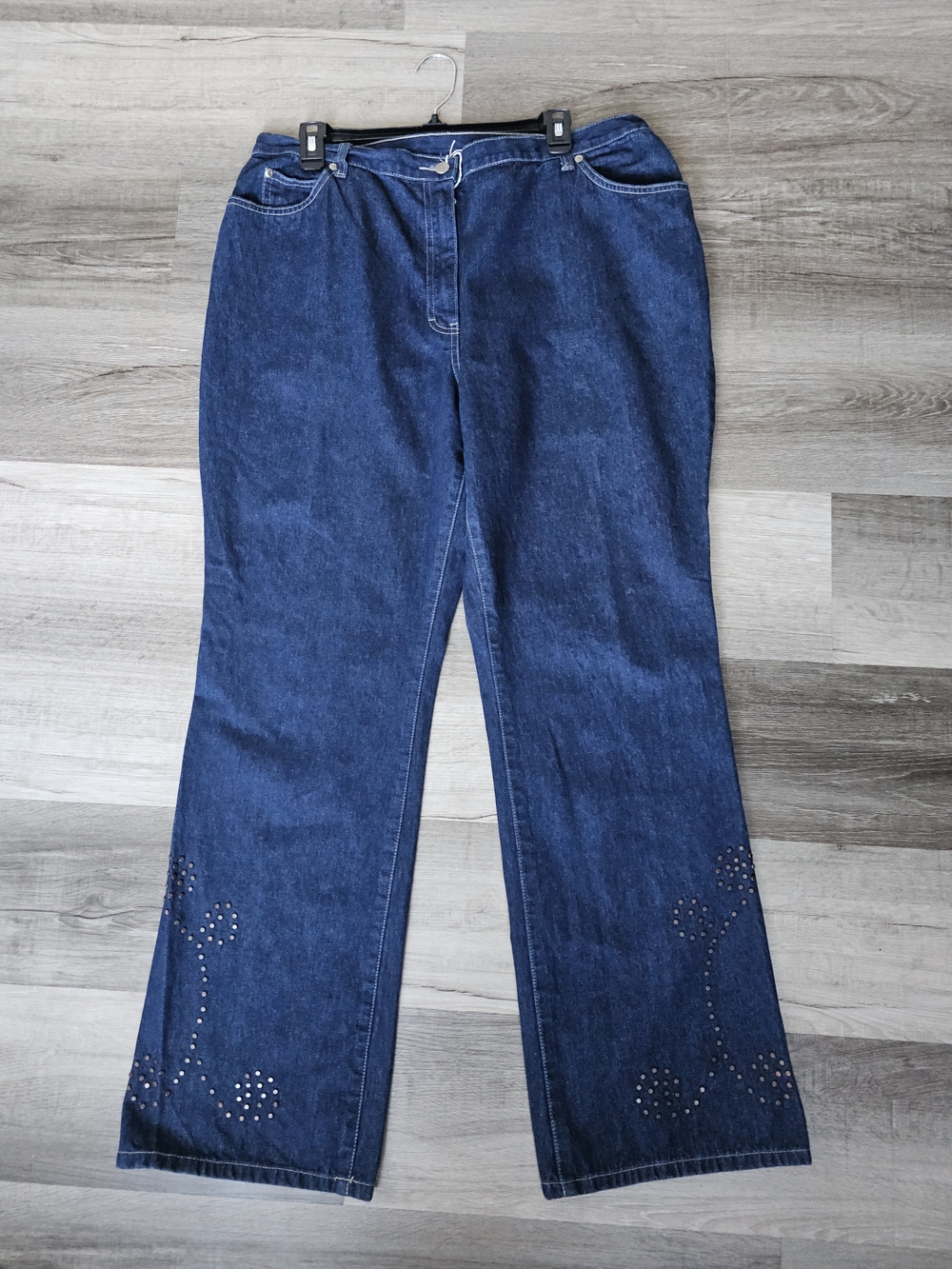 Style & Co. Dark Wash Studded Flare Jeans - Size 16 - Picture 7 of 16